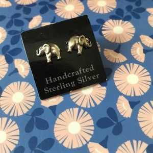 Elephant sterling Silver stud Post Earrings NEW